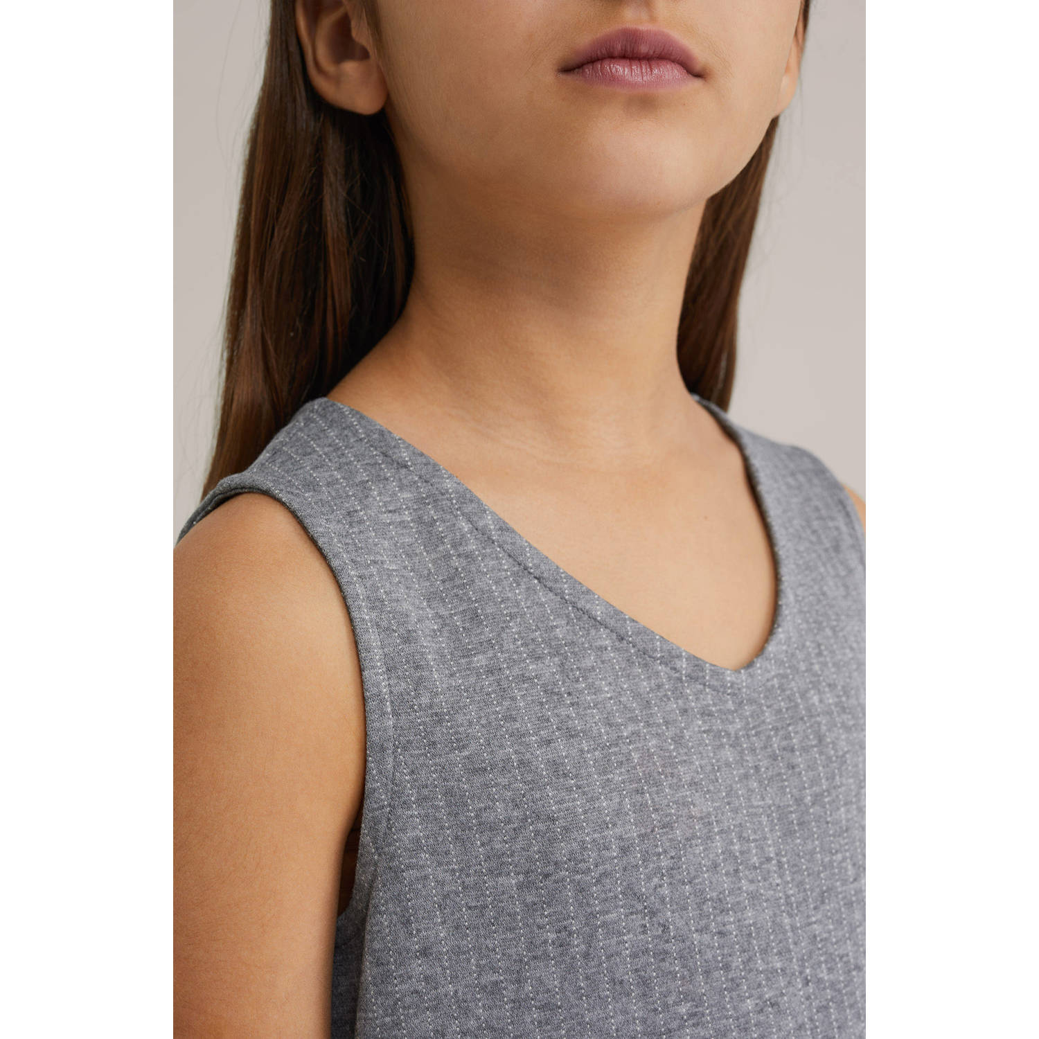 WE Fashion korte jurk grijs melange