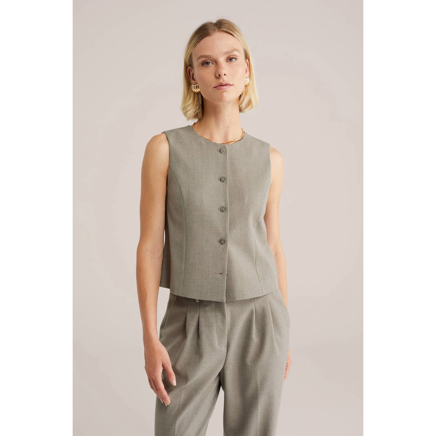WE Fashion gilet grijsbruin