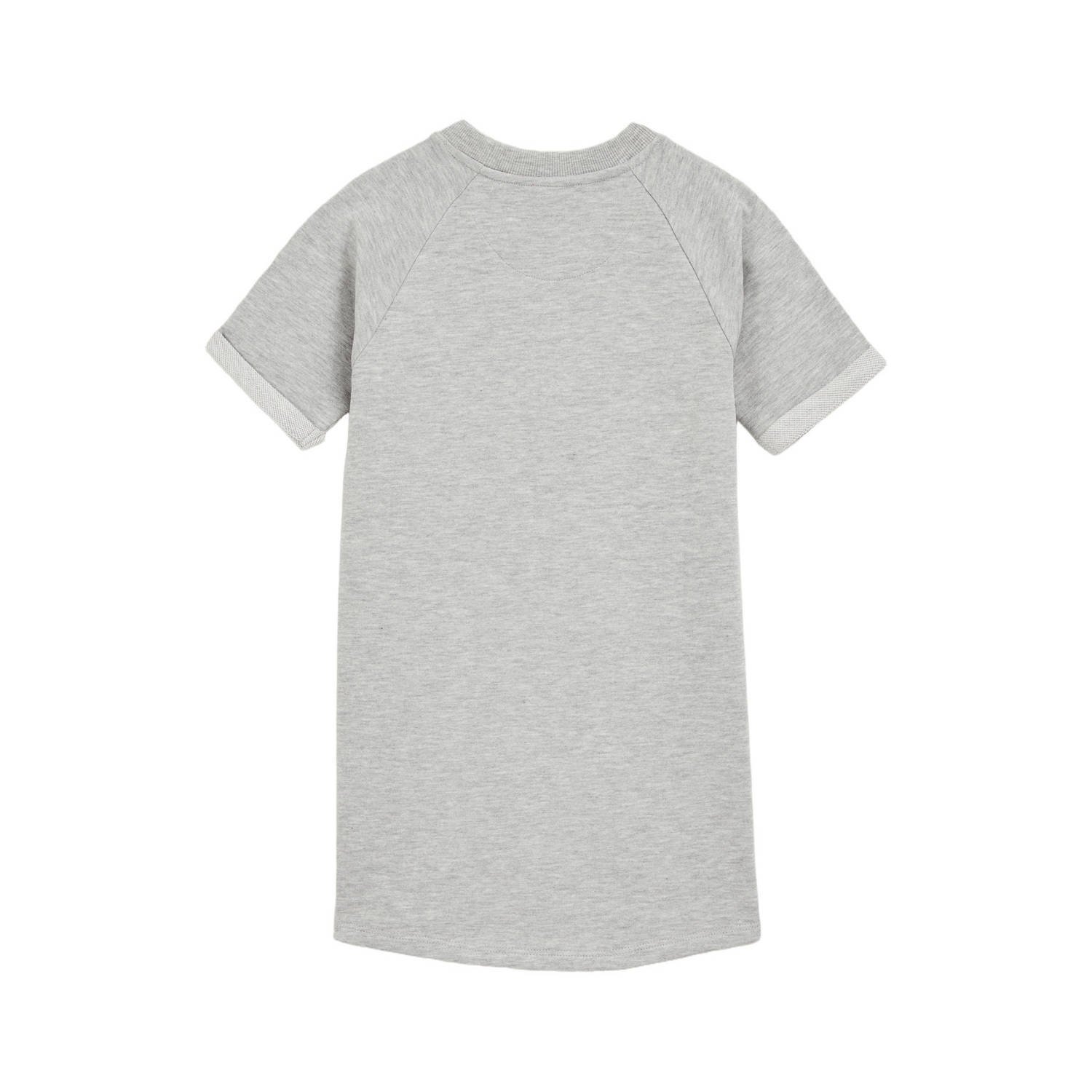 WE Fashion t-shirtjurk met pailletten grijs melange