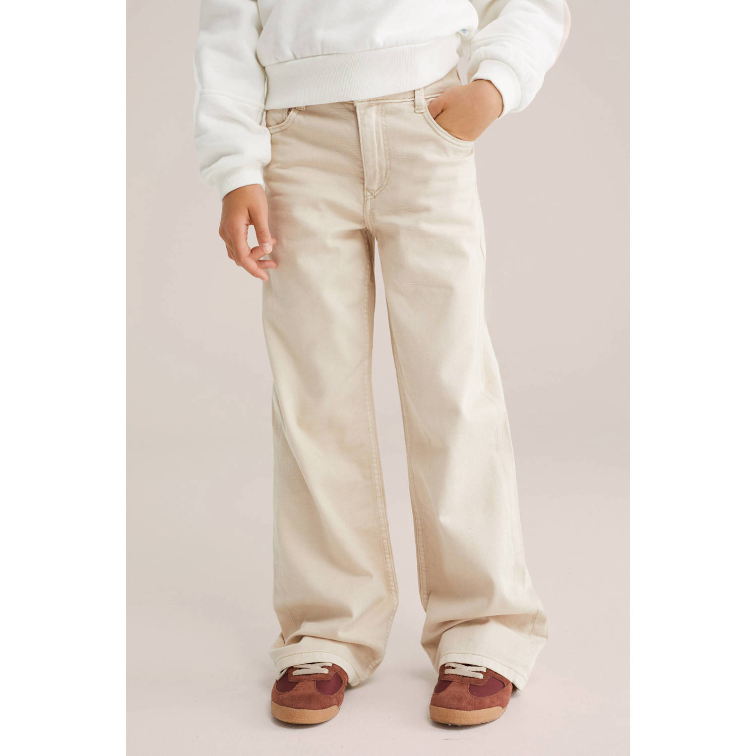 WE Fashion Blue Ridge high waist loose fit jeans beige