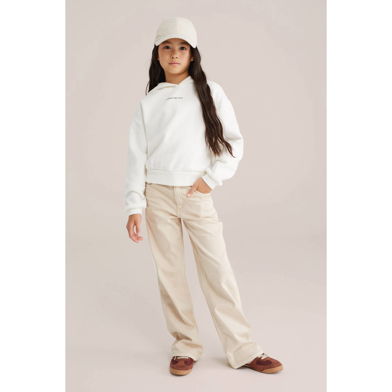 WE Fashion Blue Ridge high waist loose fit jeans beige