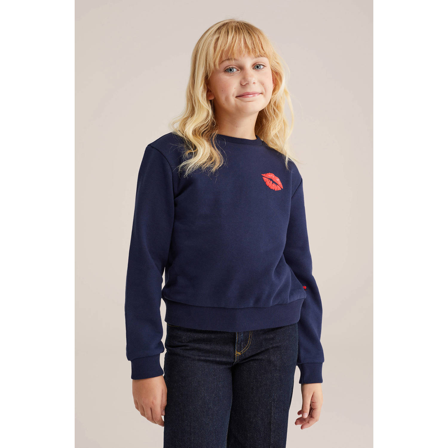 WE Fashion sweater donkerblauw