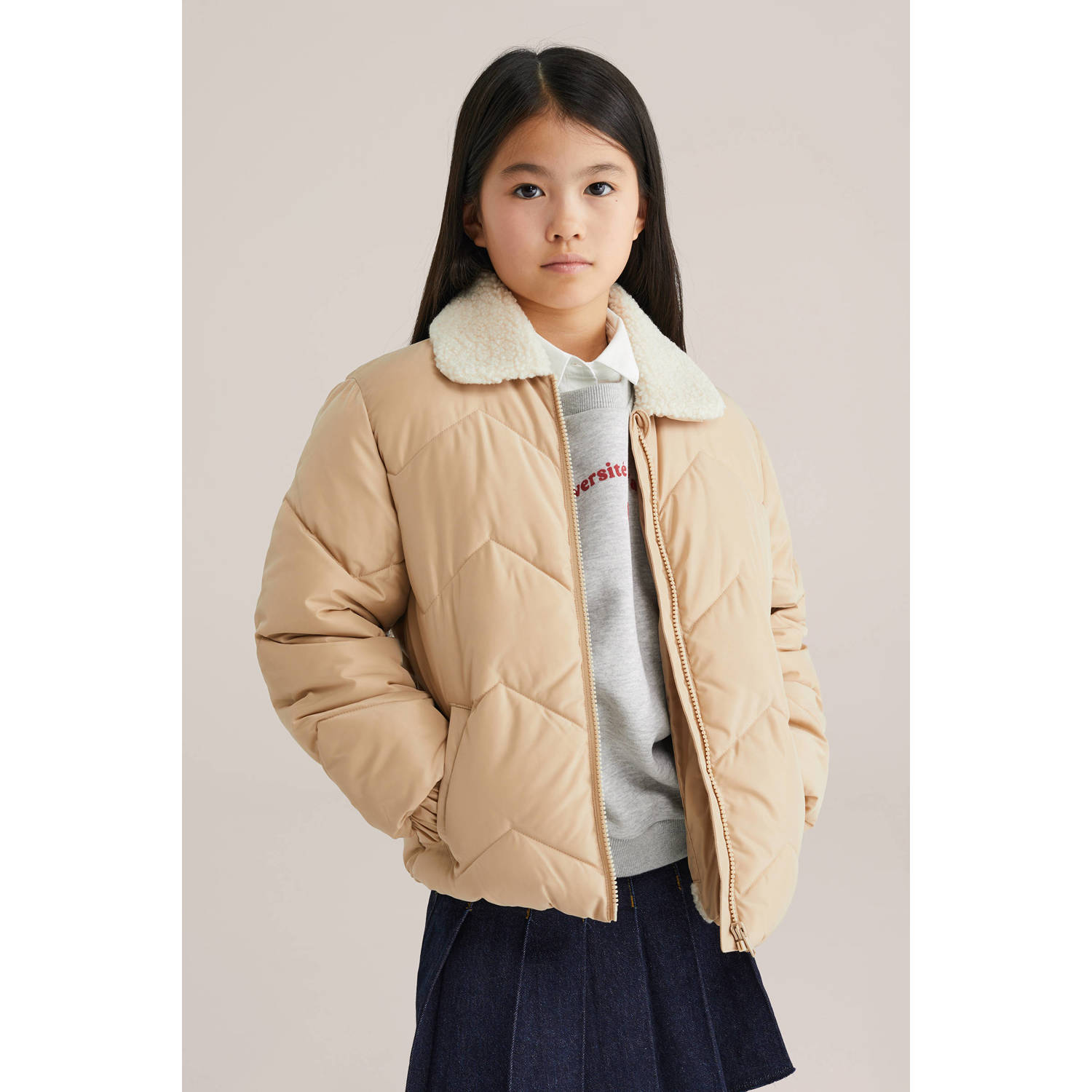WE Fashion gewatteerde jas beige