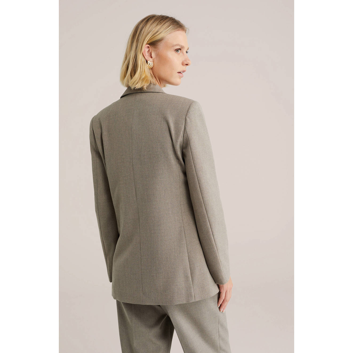 WE Fashion regular blazer grijs melange