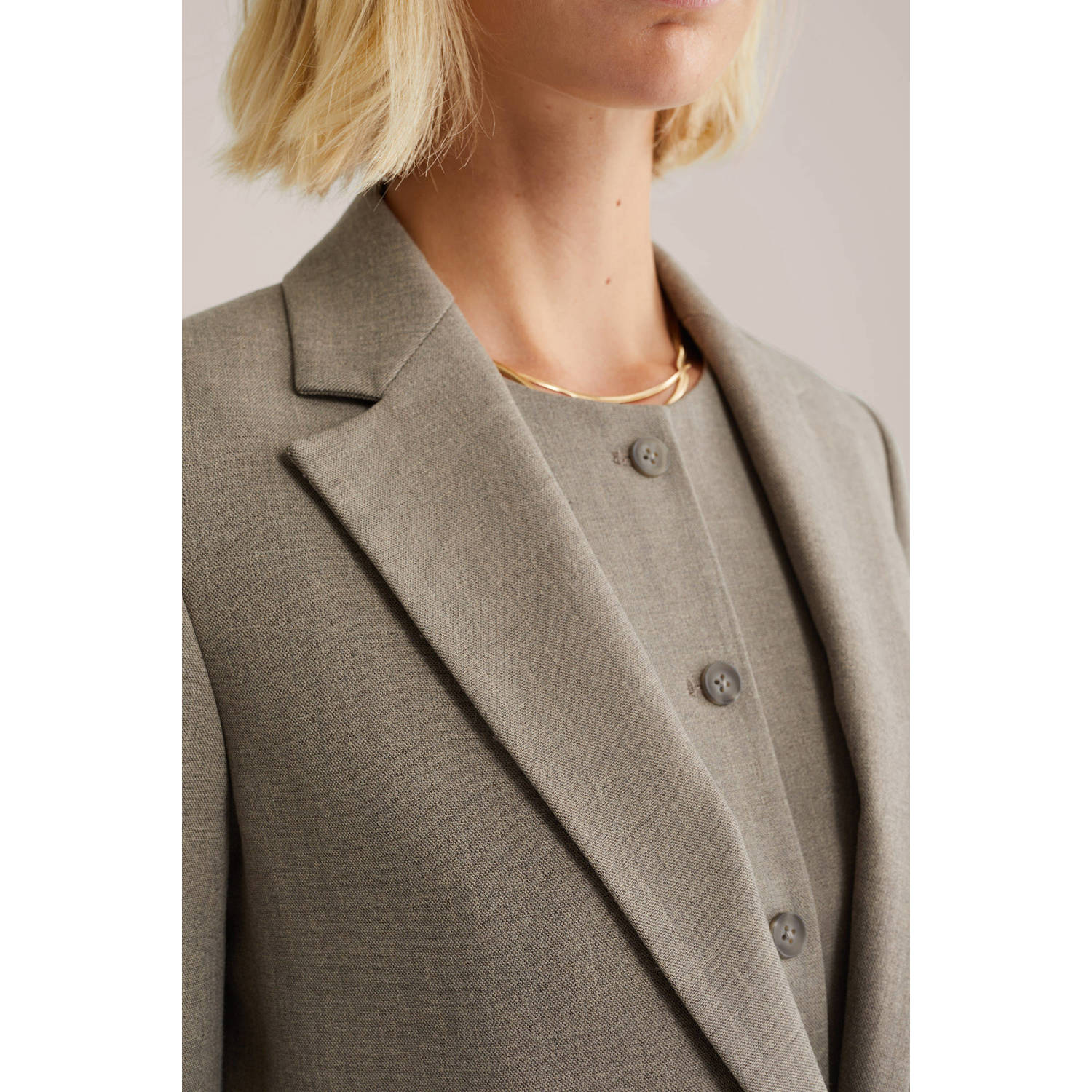 WE Fashion regular blazer grijs melange