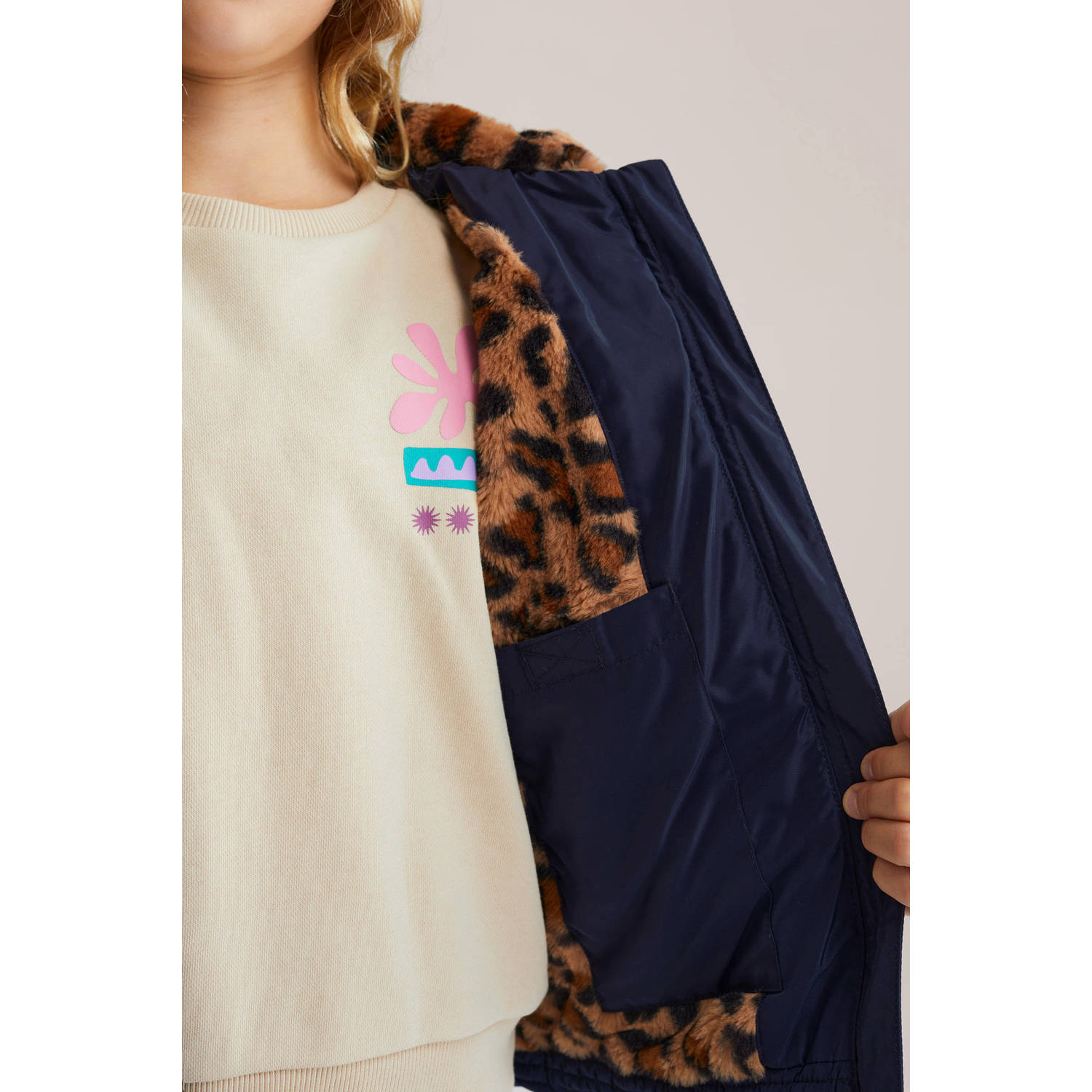 WE Fashion gewatteerde jas donkerblauw