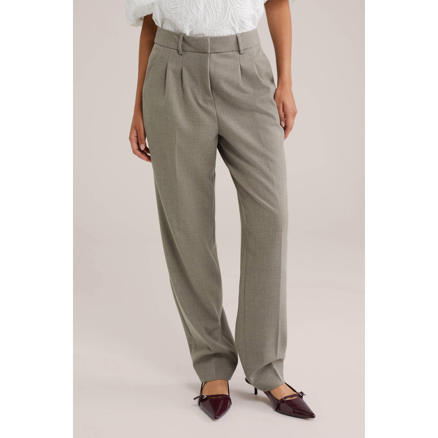 WE Fashion straight regular waist pantalon beige
