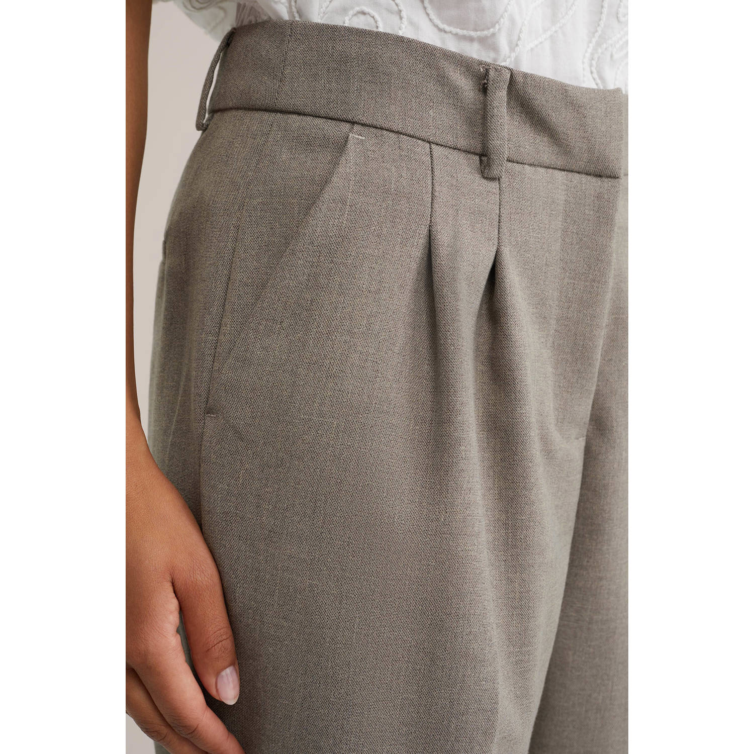 WE Fashion straight regular waist pantalon beige