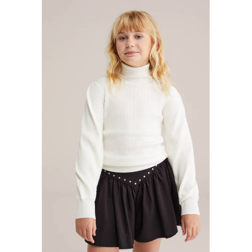 WE Fashion coltrui ecru rib gebreid afbeelding