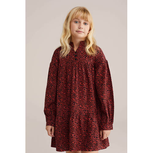 WE Fashion A-lijn jurk met panterprint rood afbeelding