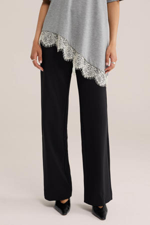 straight regular waist broek zwart