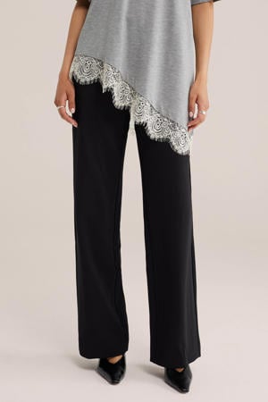 straight regular waist broek zwart