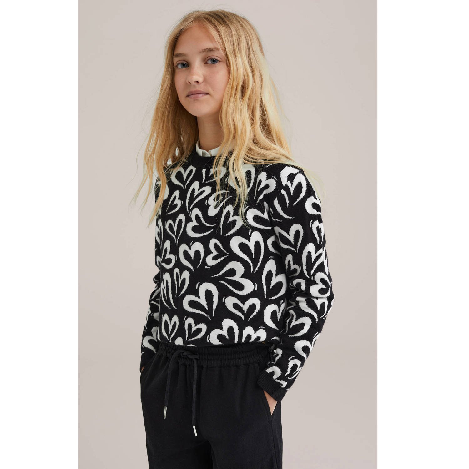 WE Fashion trui zwart fijn gebreid