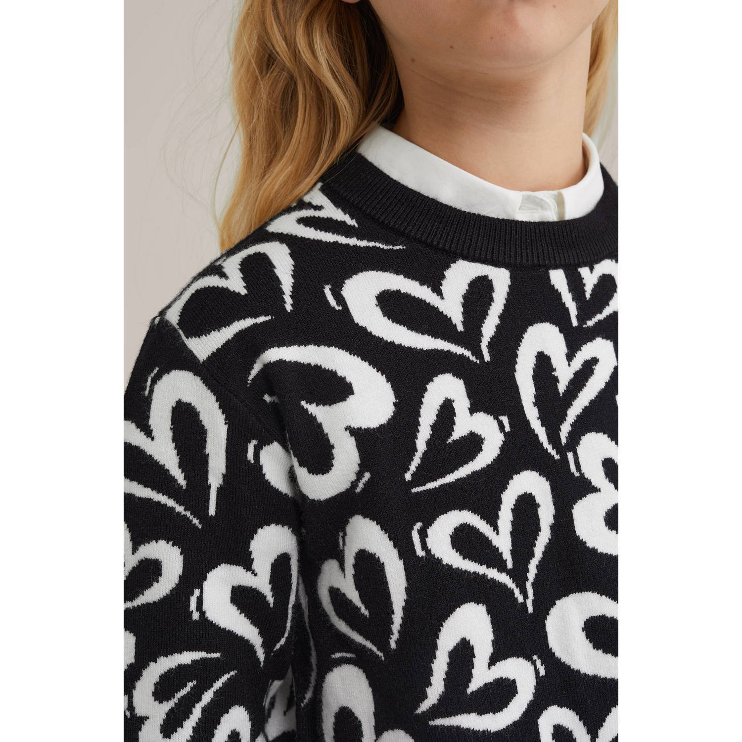 WE Fashion trui zwart fijn gebreid