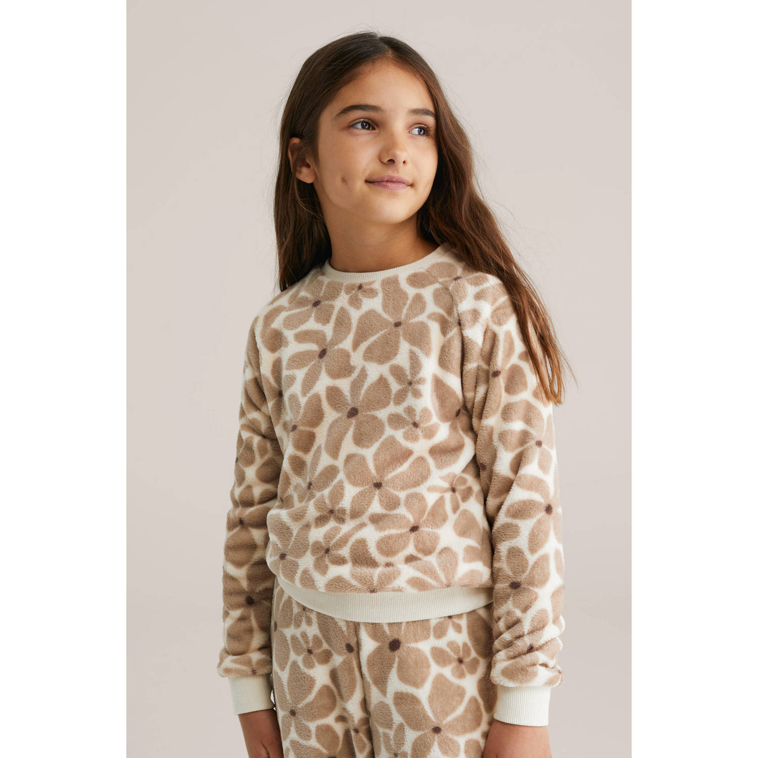 WE Fashion pyjamaset fleece beige