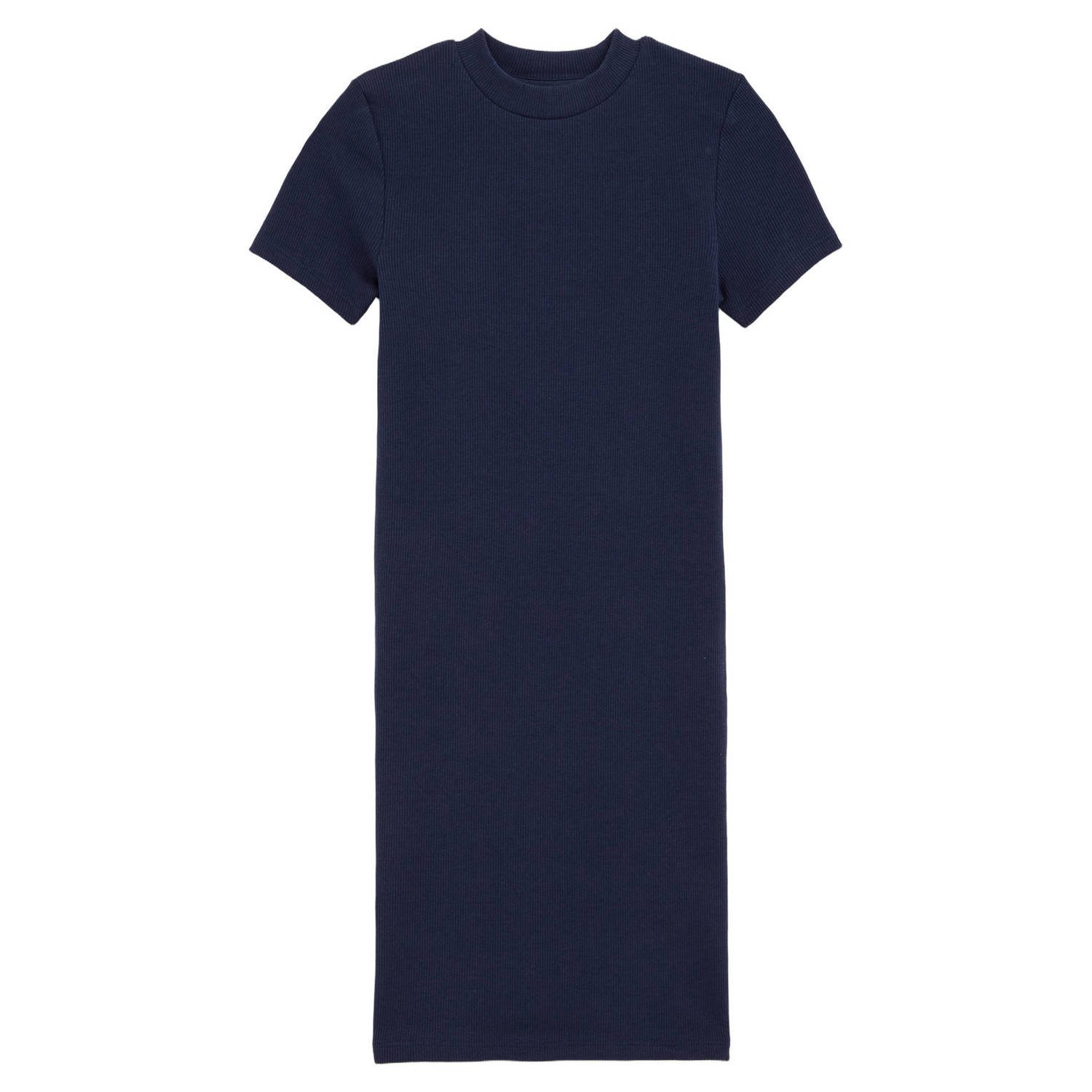 WE Fashion t-shirtjurk rib gebreid marine