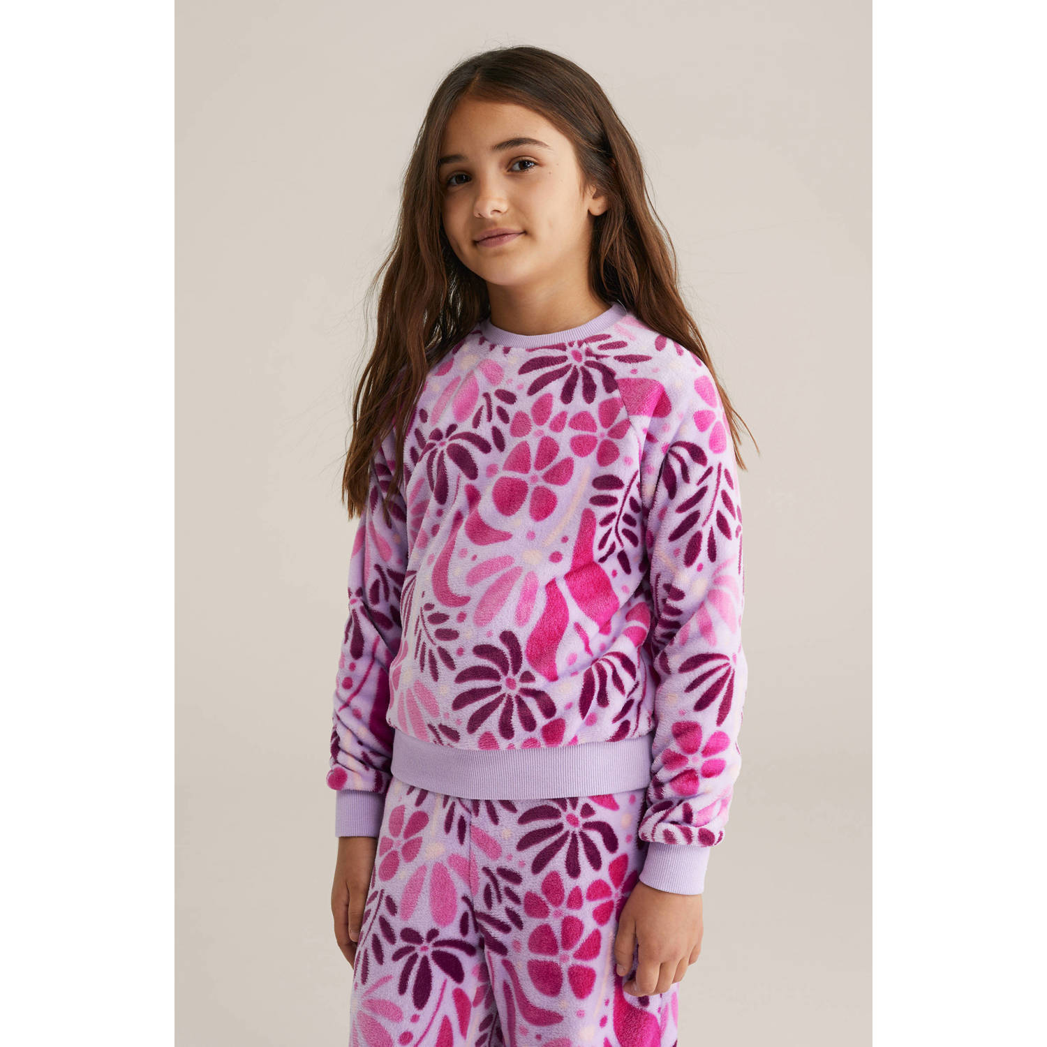 WE Fashion pyjamaset fleece lila