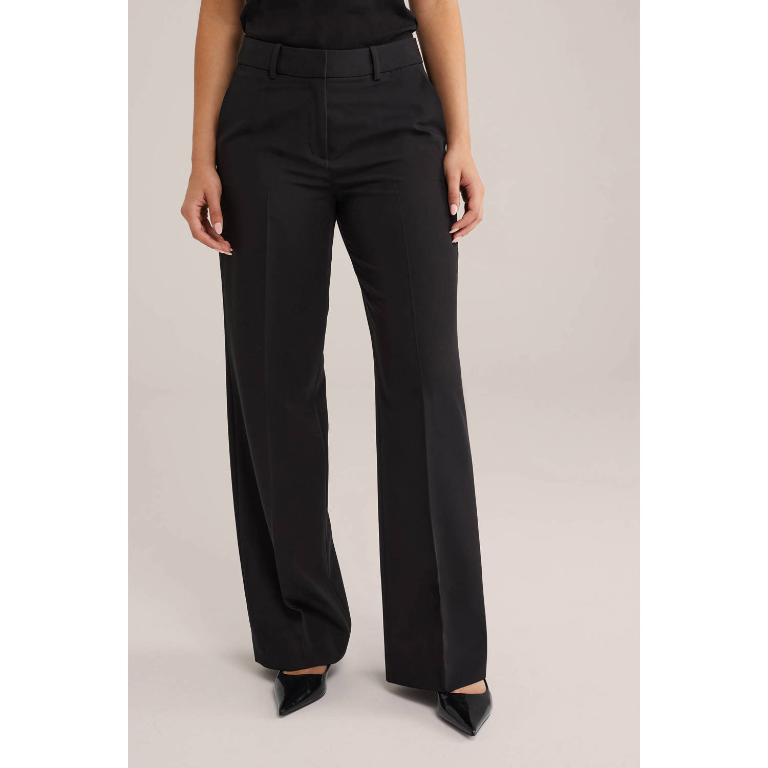 WE Fashion regular waist pantalon zwart
