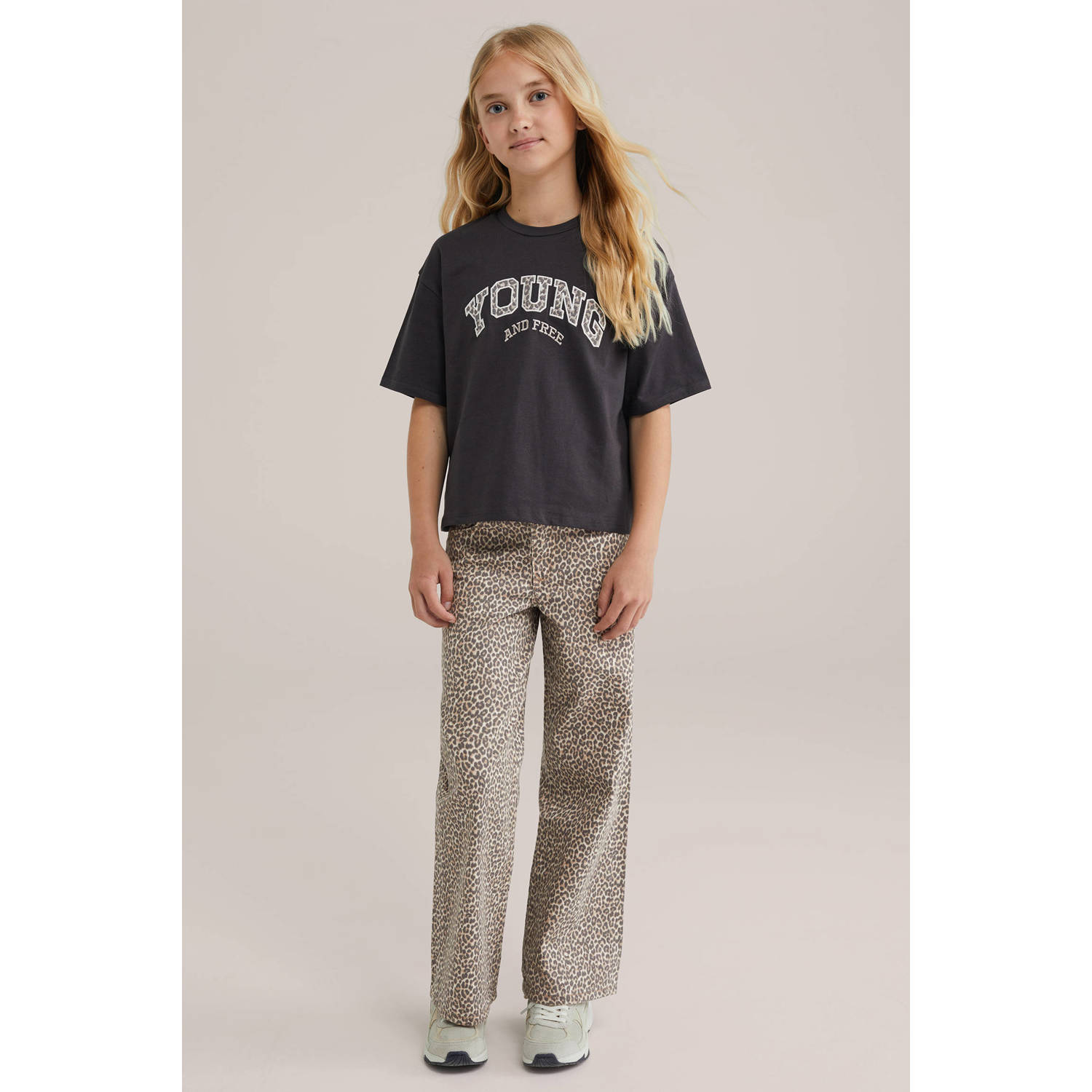WE Fashion loose casual broek beige