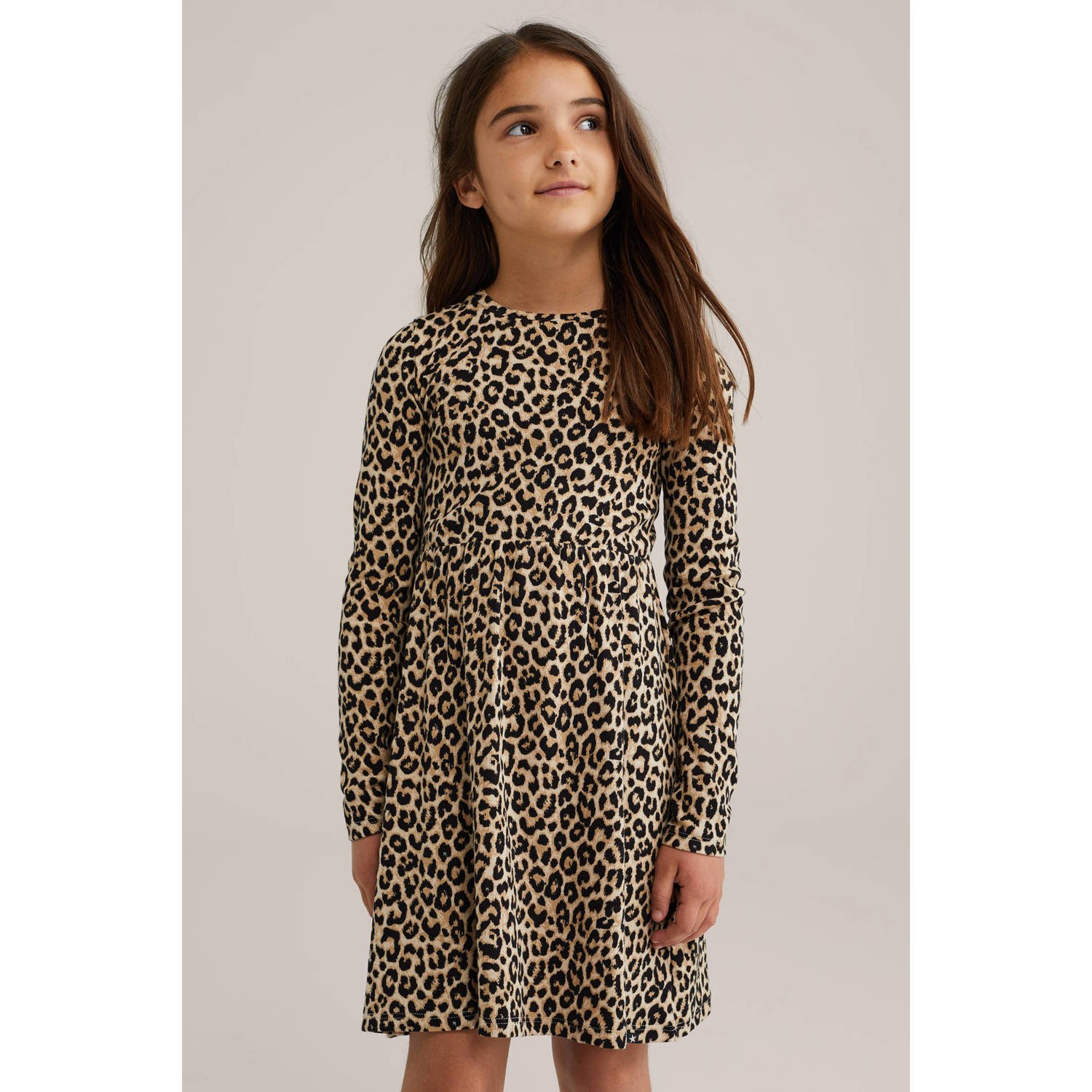 WE Fashion jurk beige bruin zwart