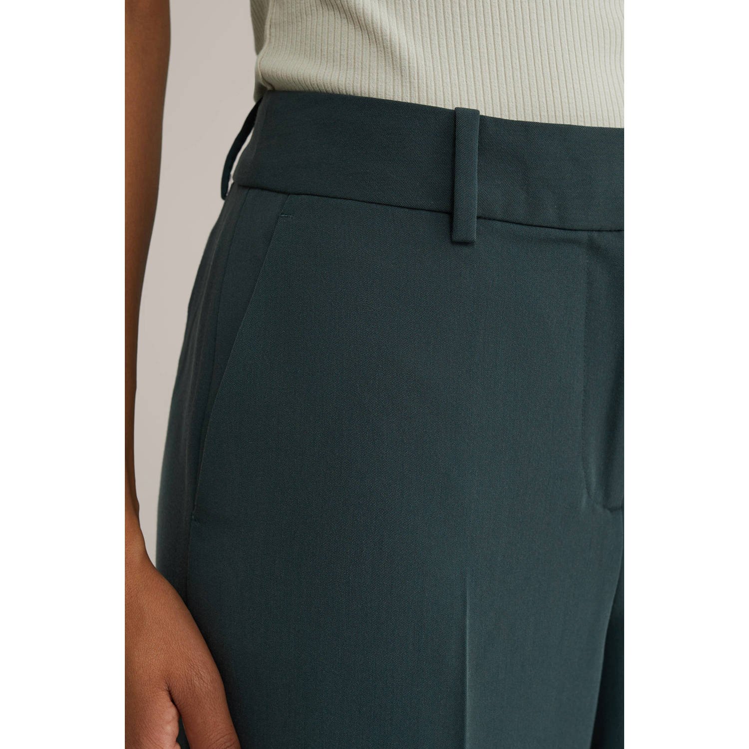 WE Fashion regular waist pantalon donkergroen