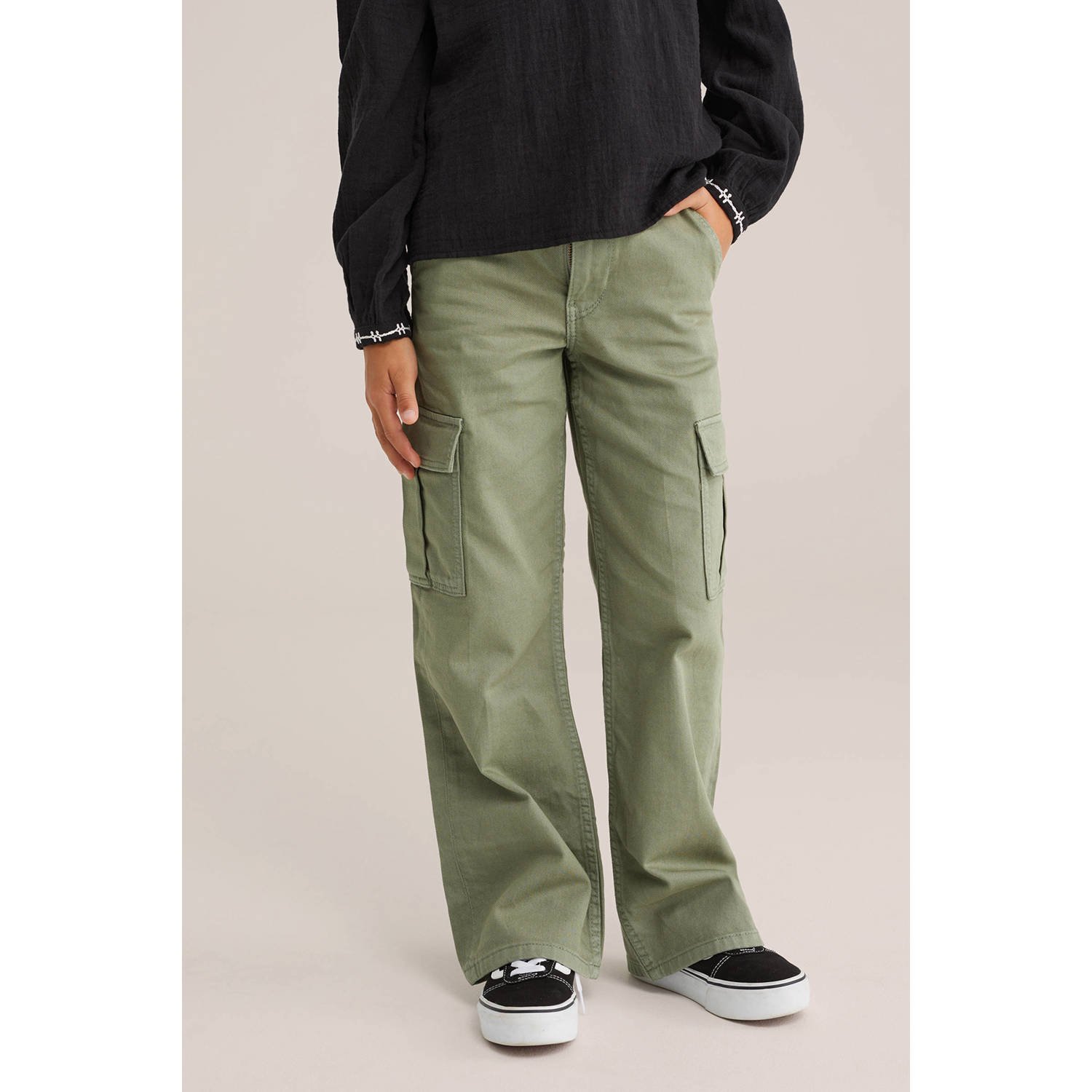 WE Fashion Blue Ridge loose cargo broek groen