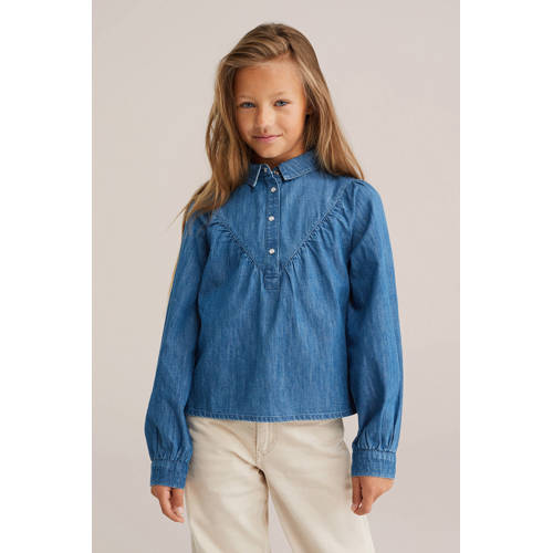 WE Fashion Blue Ridge denim blousetop medium blue denim afbeelding