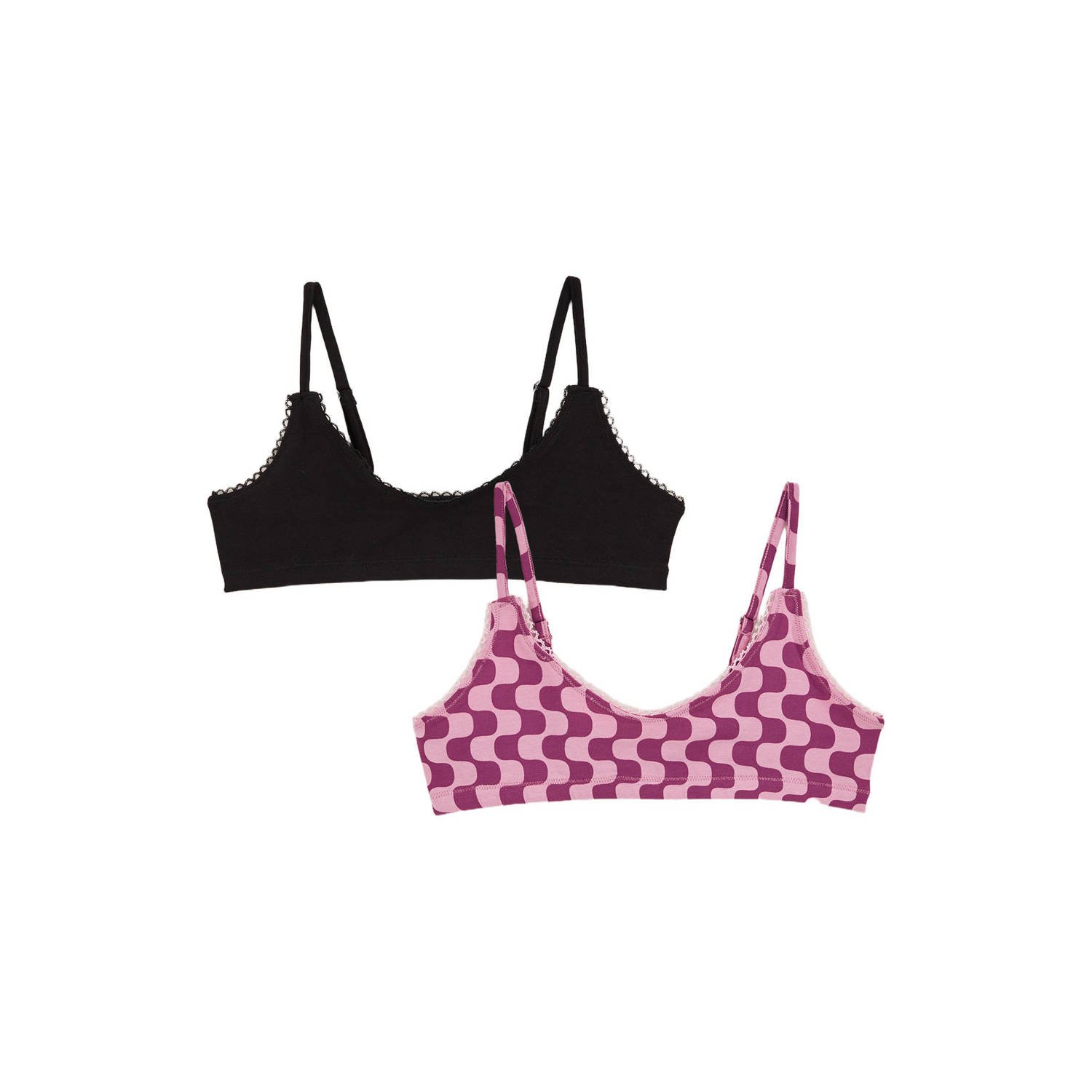 WE Fashion BH top set van 2 roze lichtroze zwart