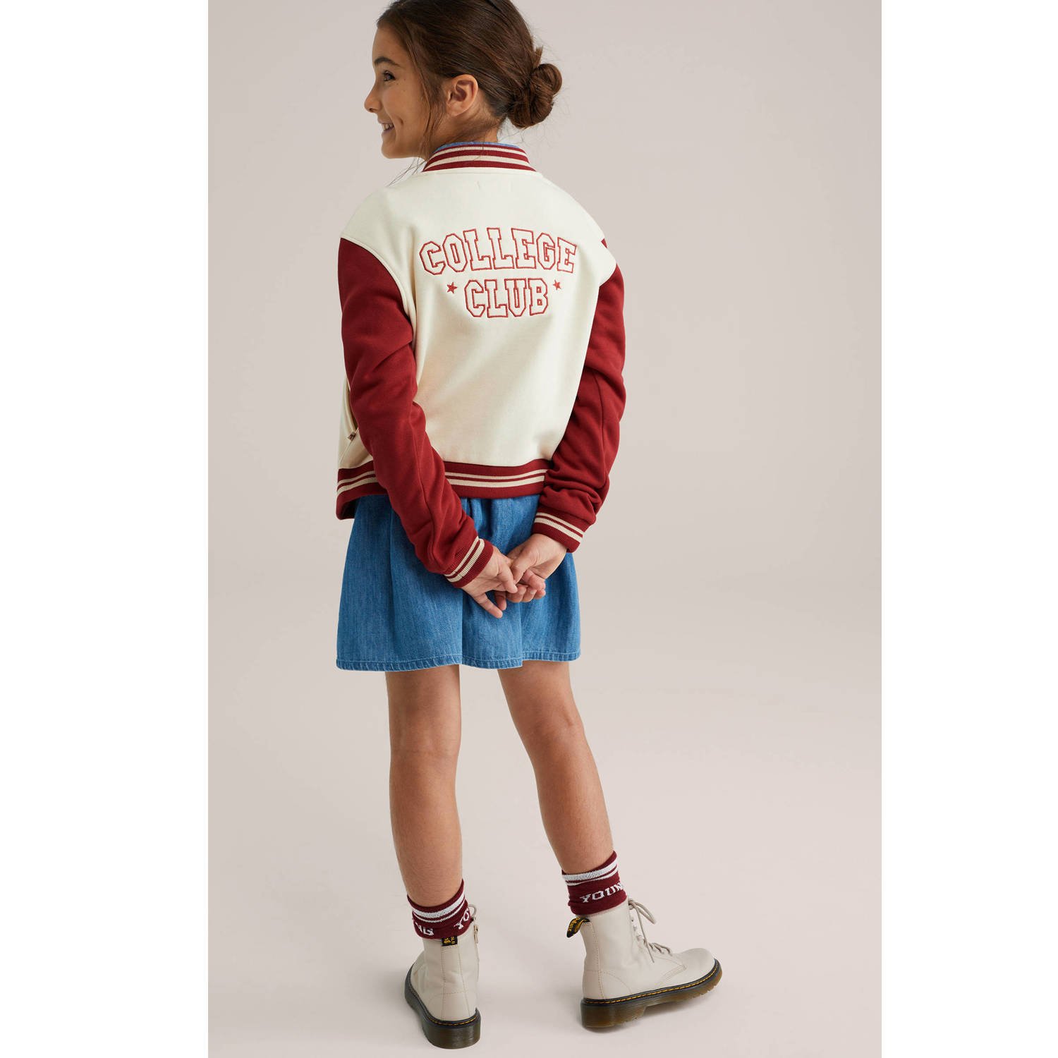 WE Fashion bomberjasje rood wit