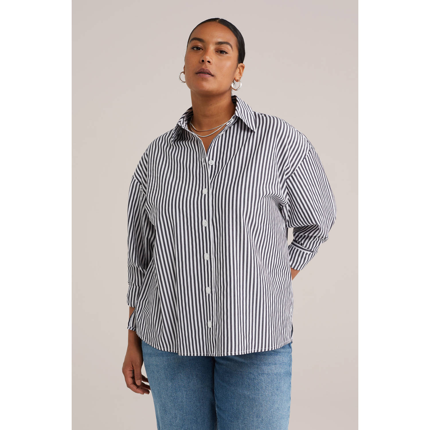 WE Fashion blouse zwart wit