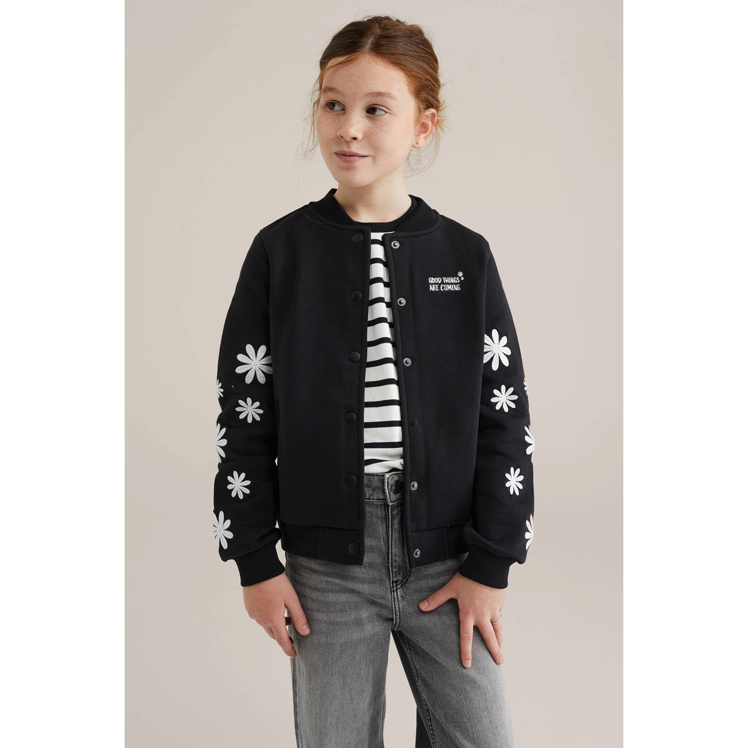 WE Fashion bomber jasje zwart wit