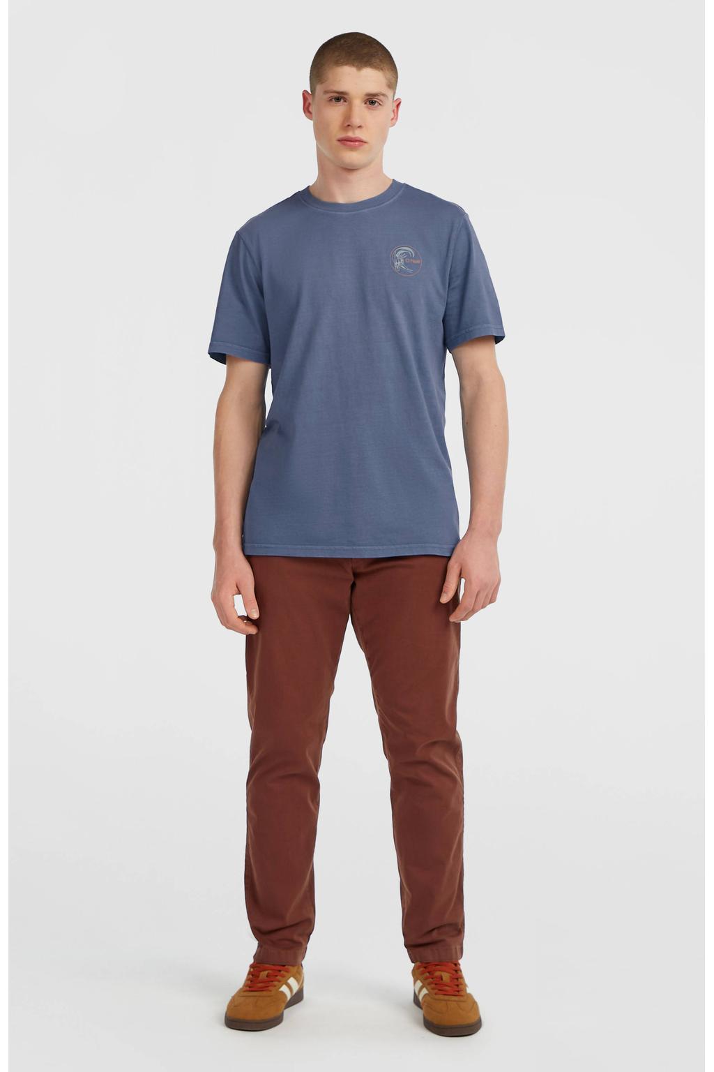 Blauwe heren O'Neill regular T-shirt van katoen met backprint, korte mouwen en ronde hals