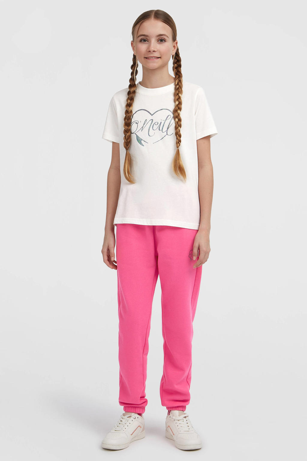 Witte meisjes O'Neill T-shirt van katoen met logo dessin, korte mouwen en ronde hals