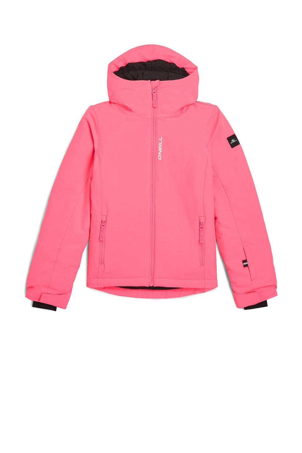 Roze meisjes O'Neill ski-jas FWC'Cruz van polyester met effen, capuchon en ritssluiting