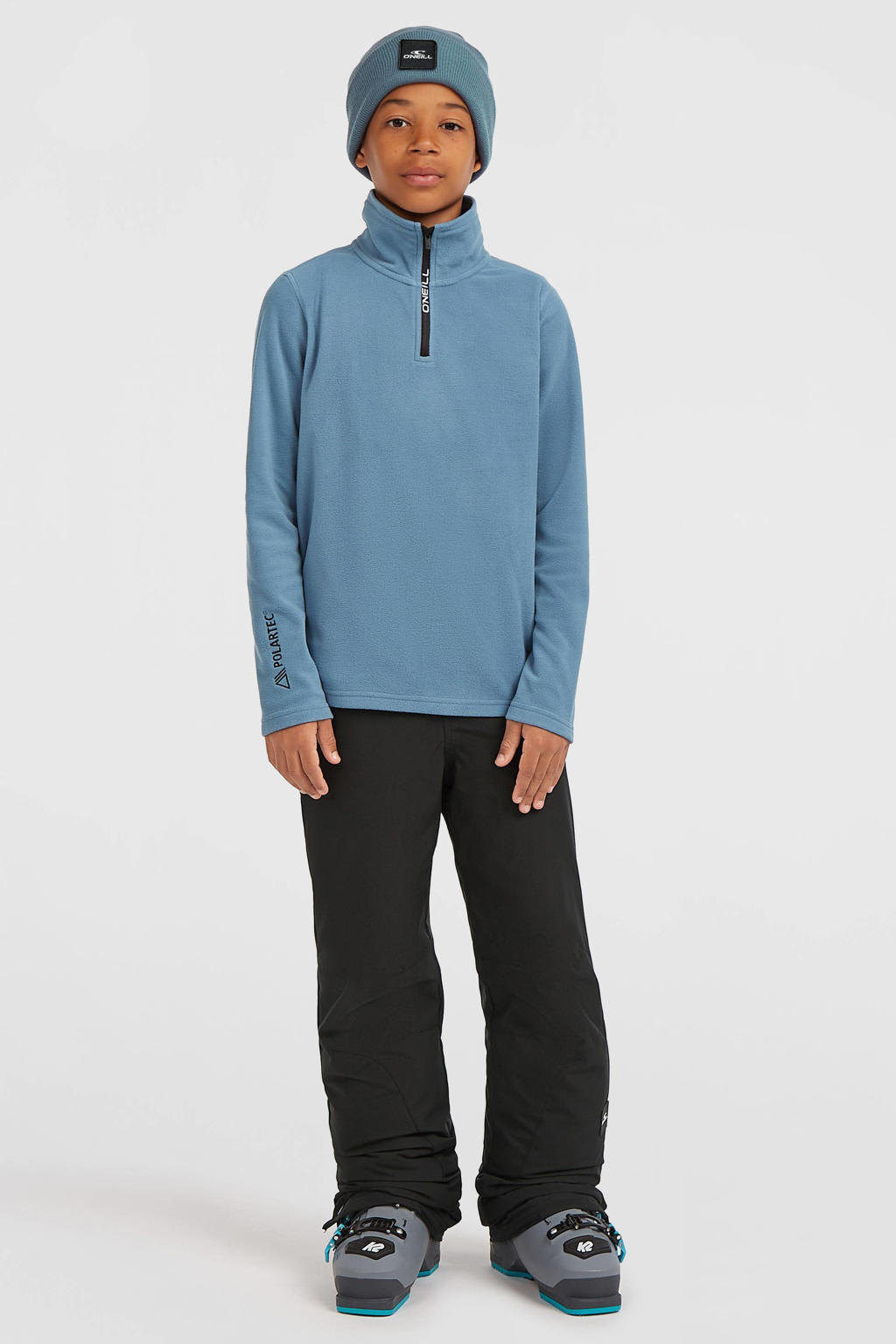 Blauwe jongens O'Neill fleece skipully FWC'Cruz Jack's Polartec® met effen, lange mouwen, opstaande kraag en halve rits