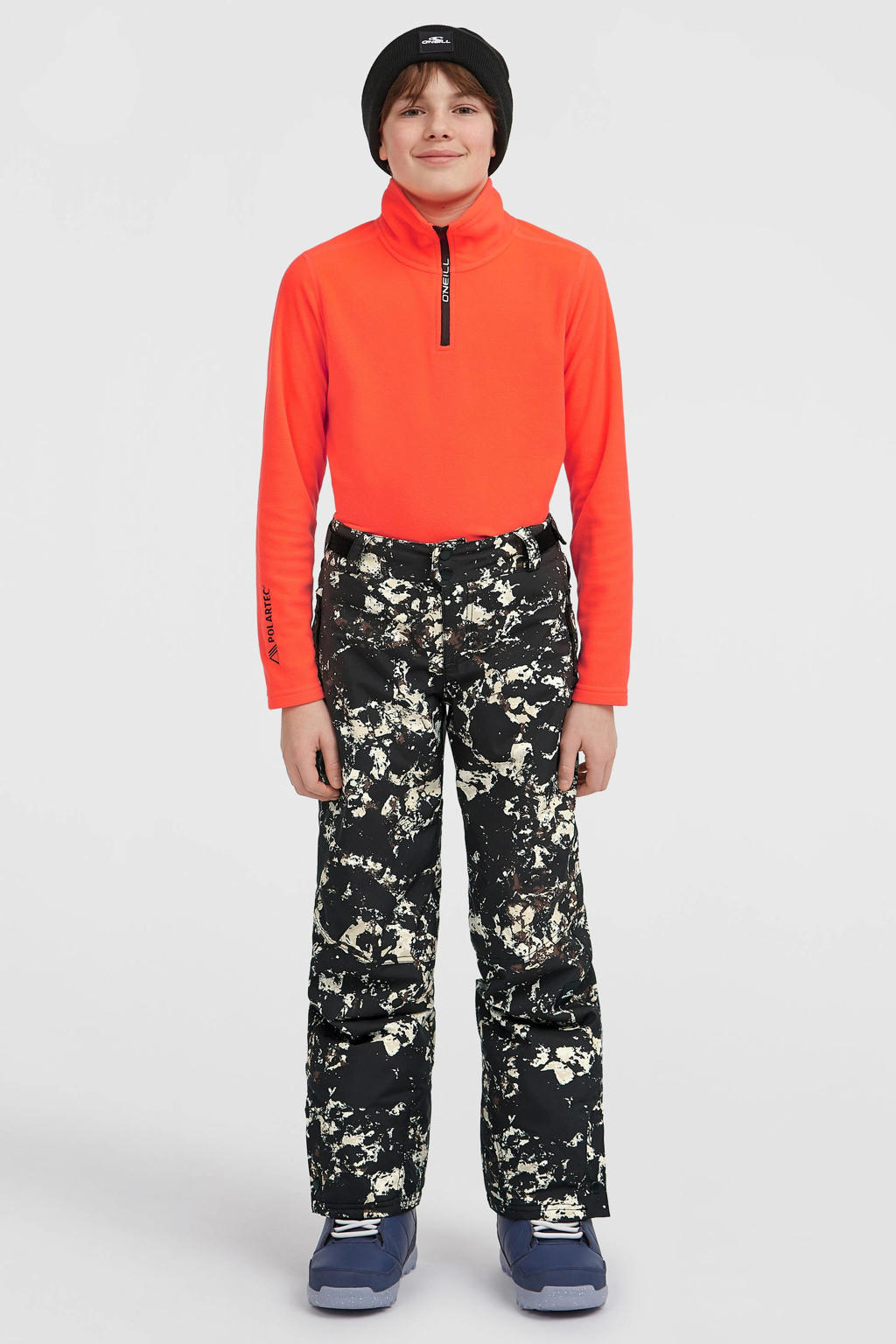 Zwart en beige jongens O'Neill skibroek FWC'Cruz van polyester met rits- en drukknoopsluiting