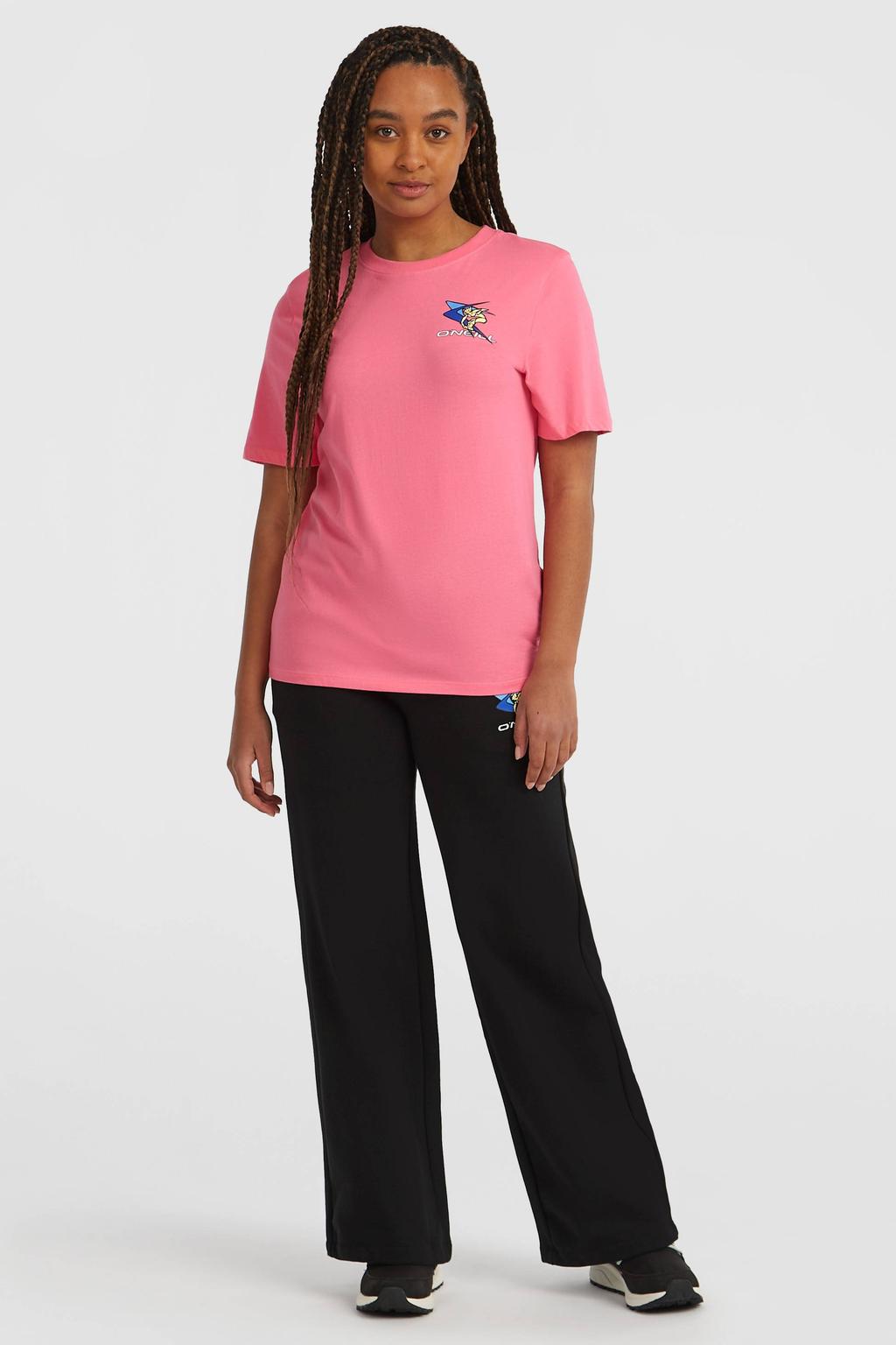 Zwarte dames O'Neill wide leg regular waist sweatpants met logo dessin
