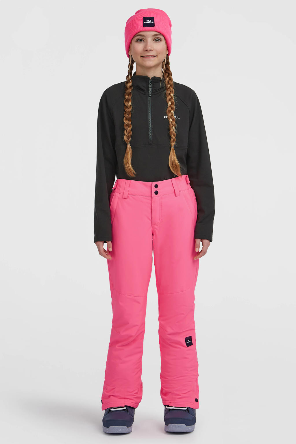 Roze meisjes O'Neill skibroek FWC'Cruz van polyester met regular fit en effen