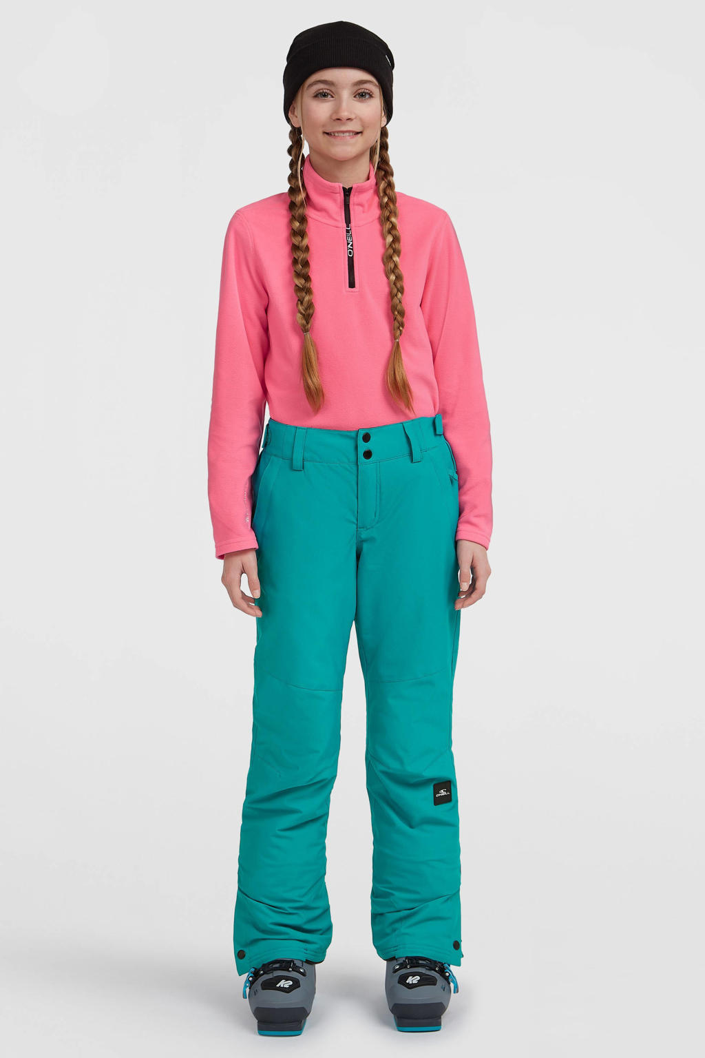 Turquoise meisjes O'Neill skibroek FWC'Cruz van polyester met regular fit en effen