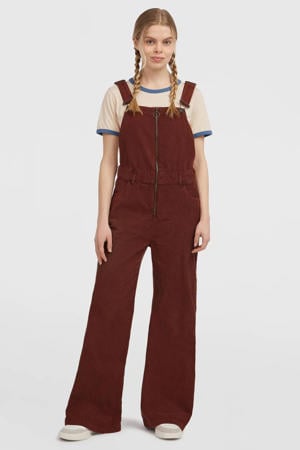 corduroy wide leg high waist tuinbroek roodbruin