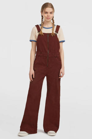 corduroy wide leg high waist tuinbroek roodbruin