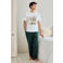 Chelsea Peers pyjama set donkergroen/wit