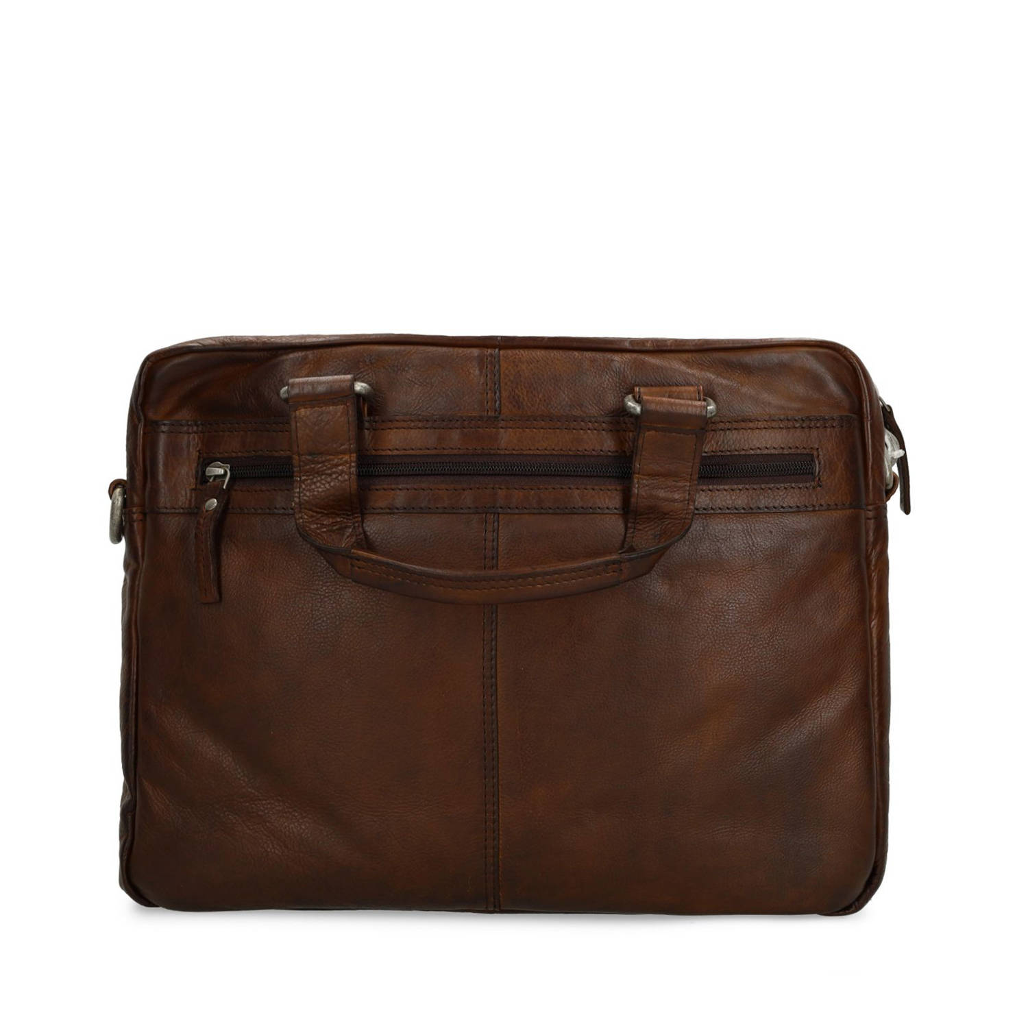 Manfield 16 inch leren laptoptas donkerbruin