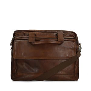 16 inch leren laptoptas donkerbruin