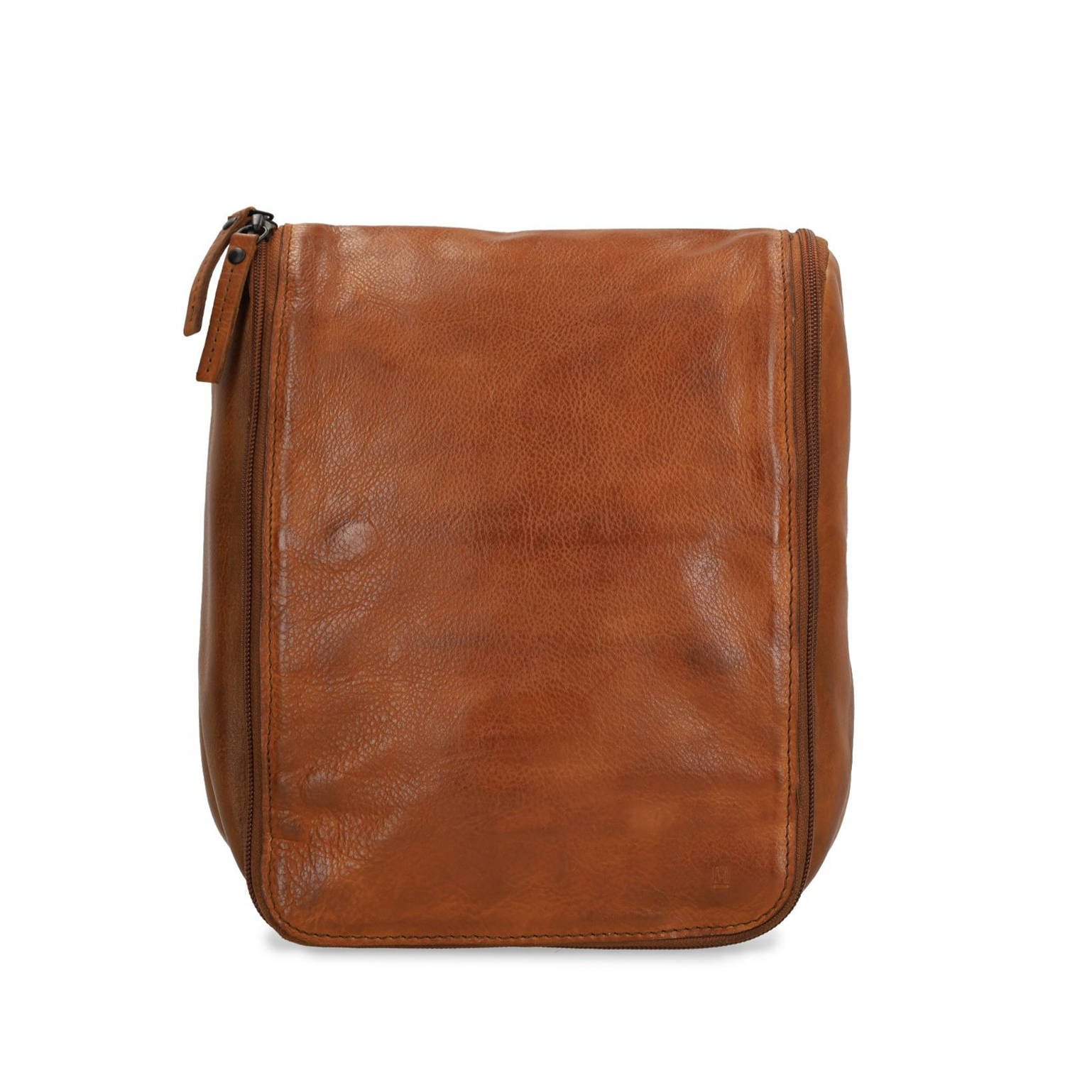 field leren toilettas cognac