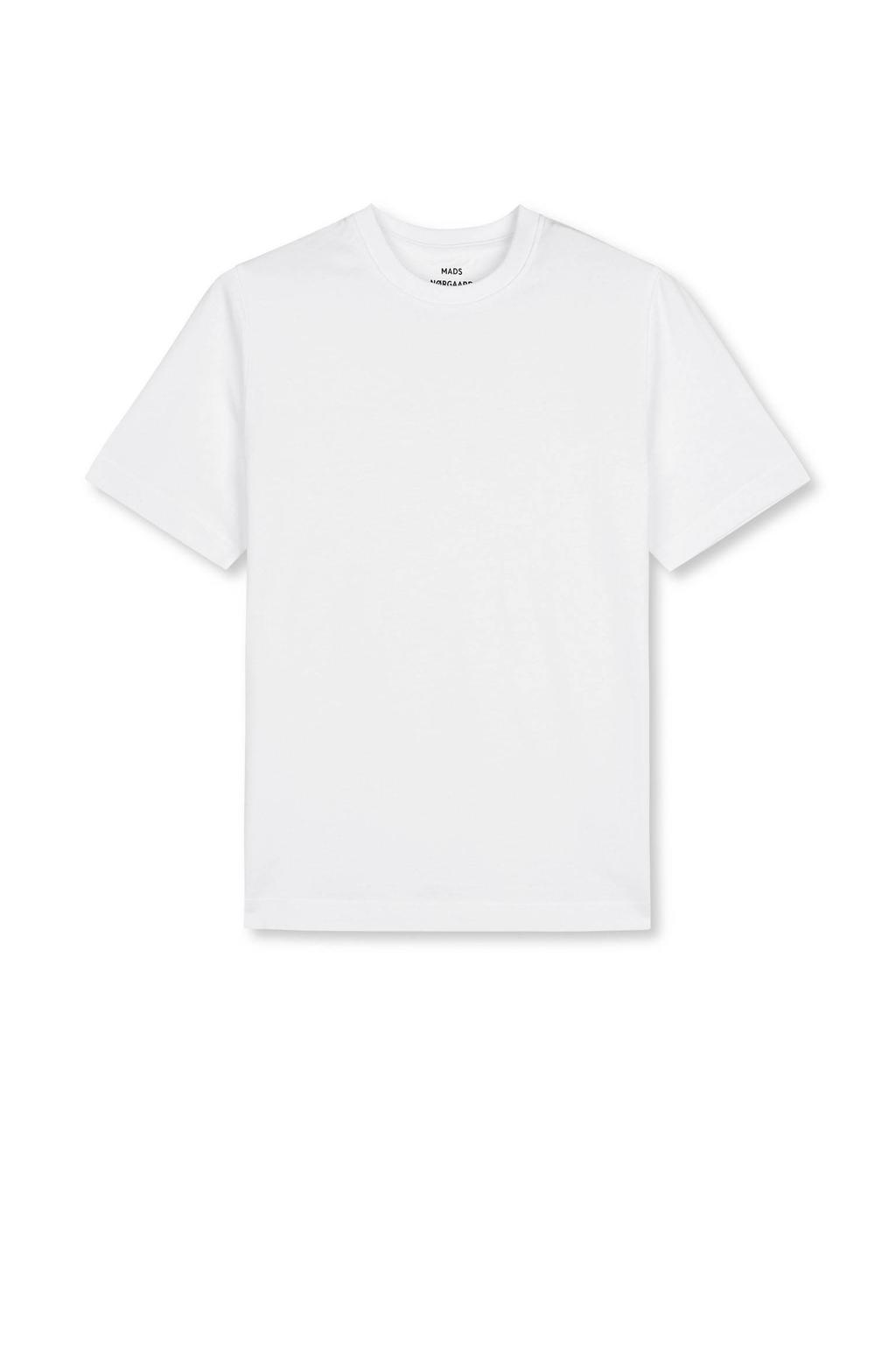 Witte dames MADS NØRGAARD COPENHAGEN T-shirt van katoen met effen, korte mouwen en ronde hals