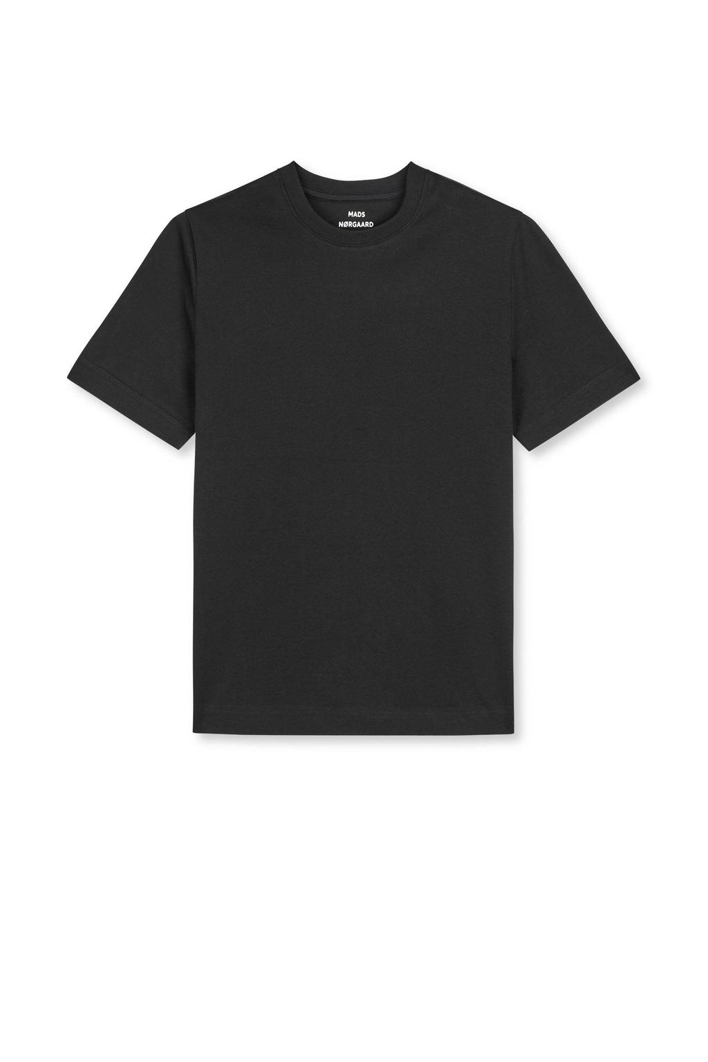 Zwarte dames MADS NØRGAARD COPENHAGEN T-shirt van katoen met effen, korte mouwen en ronde hals