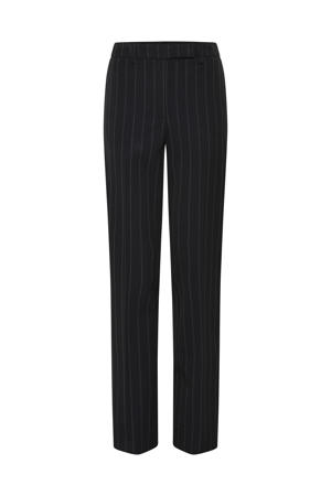 straight low waist pantalon met krijtstreep zwart