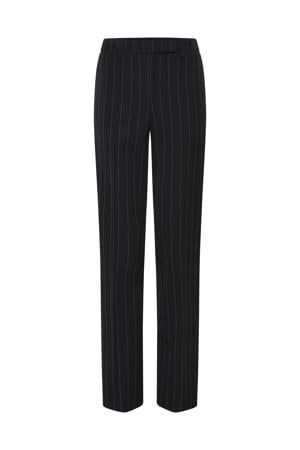 straight low waist pantalon met krijtstreep zwart