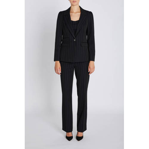 Bruuns Bazaar regular blazer met krijtstreep zwart afbeelding